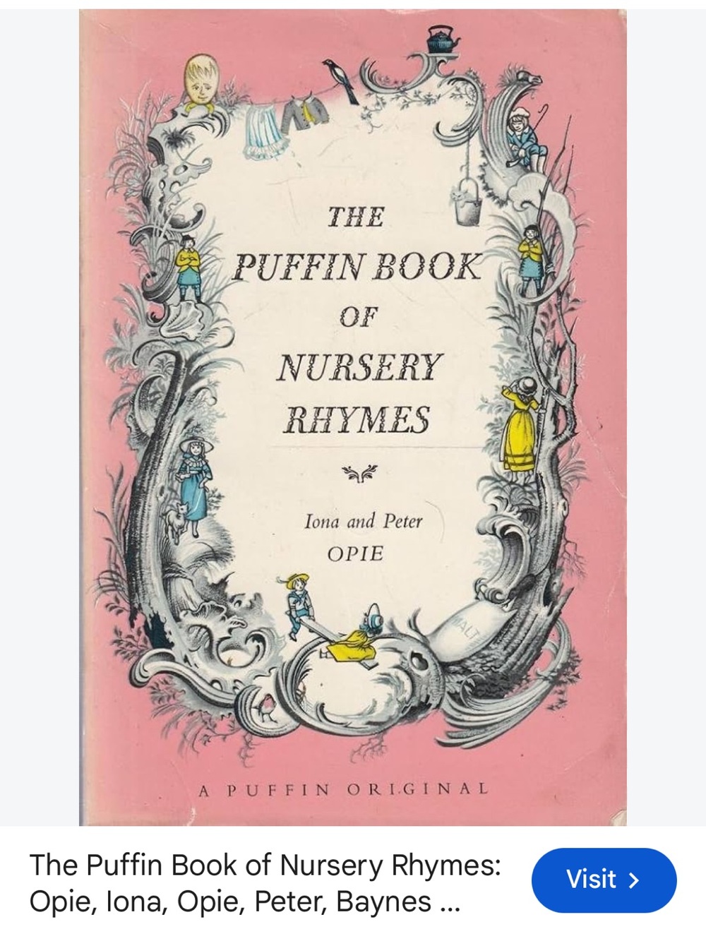 The Puffin Book of Nursery Rhymes - Pink  Cover | Vintage 1964
